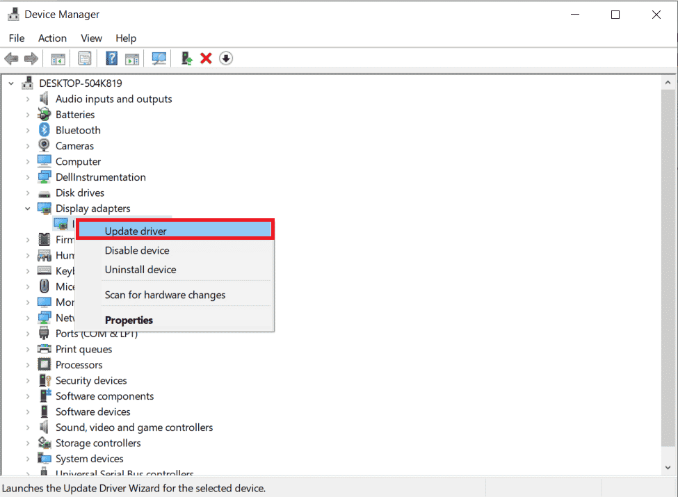 Actualice el controlador NVIDIA. Solucionar el error TDR de vídeo de verificación de errores de MSDN en Windows 10