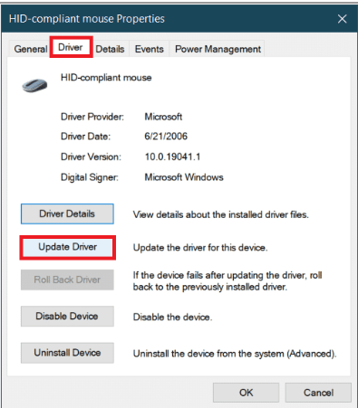 Update the Mouse drivers