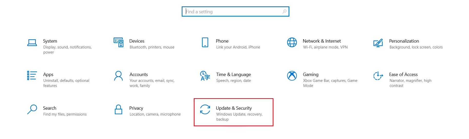 Updates and security option