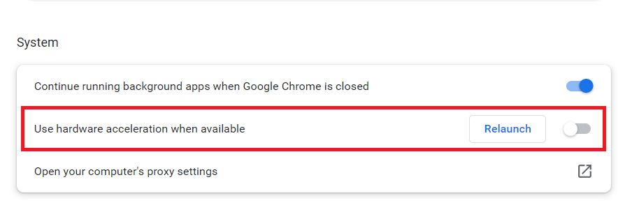 Use hardware acceleration when available option. Fix Chrome Scrollbar Disappears in Windows 10