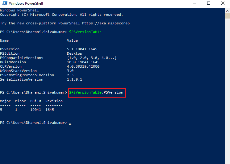 Use PSVersionTable.PSVersion Command. How to Check PowerShell Version in Windows 10