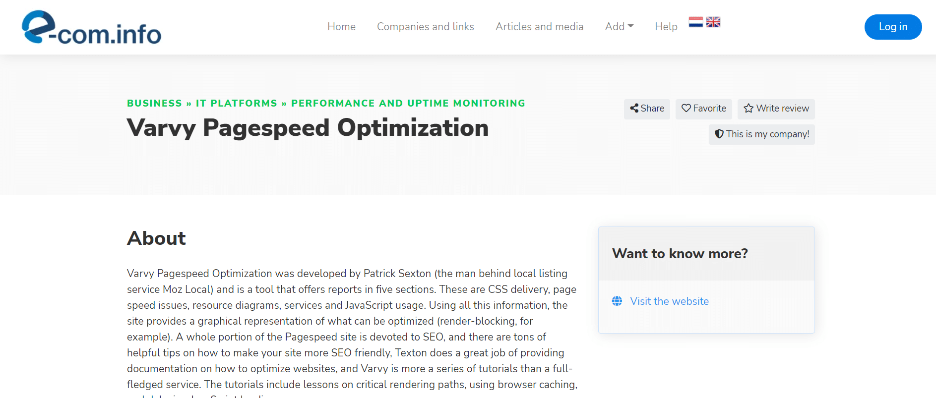 Optimización de velocidad de página de Varvy