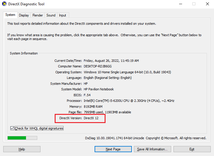 Проверьте версию DirectX. Исправление Civ 5 продолжает падать в Windows 10