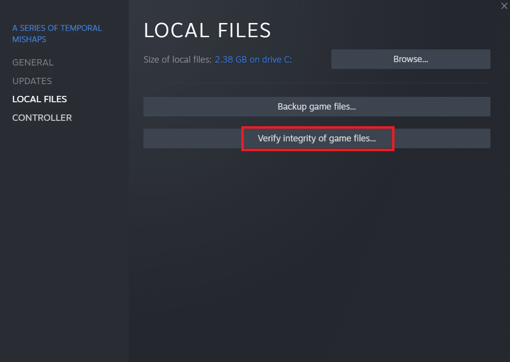 Verify Integrity of Game Files on Steam