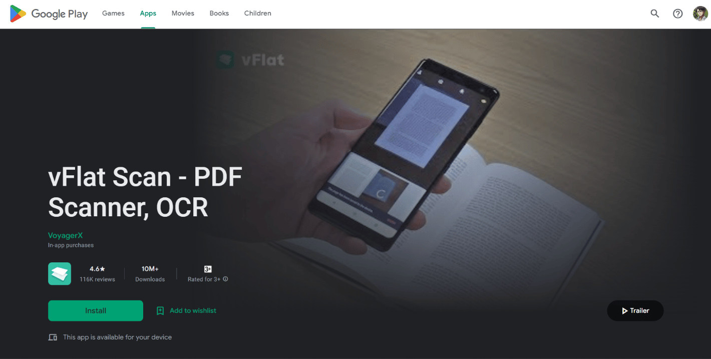 vFlat - Scan in play store