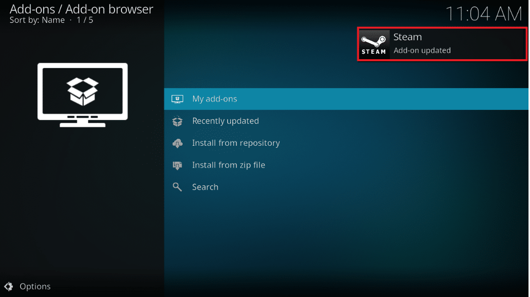 wait a few moments to get a notice. How to Play Steam Games from Kodi