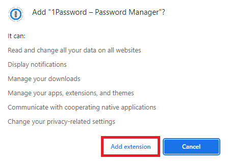 Wait for a few moments and click on Add extension to confirm the process