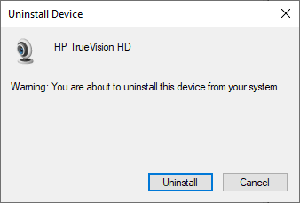 Warning prompt to confirm uninstallation. Fix No Cameras are Attached in Windows 10