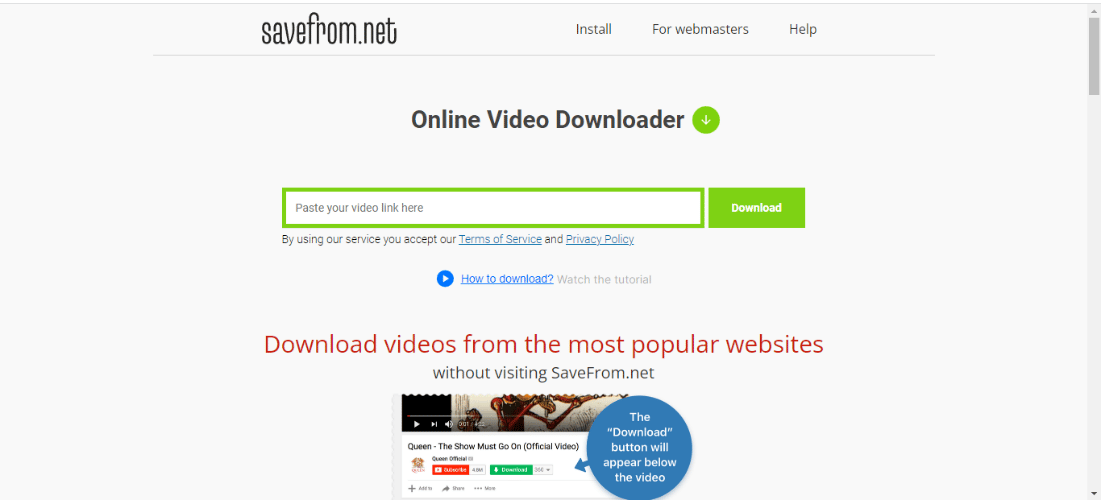 website of savefrom.net | How to Download YouTube Videos in Mobile Gallery