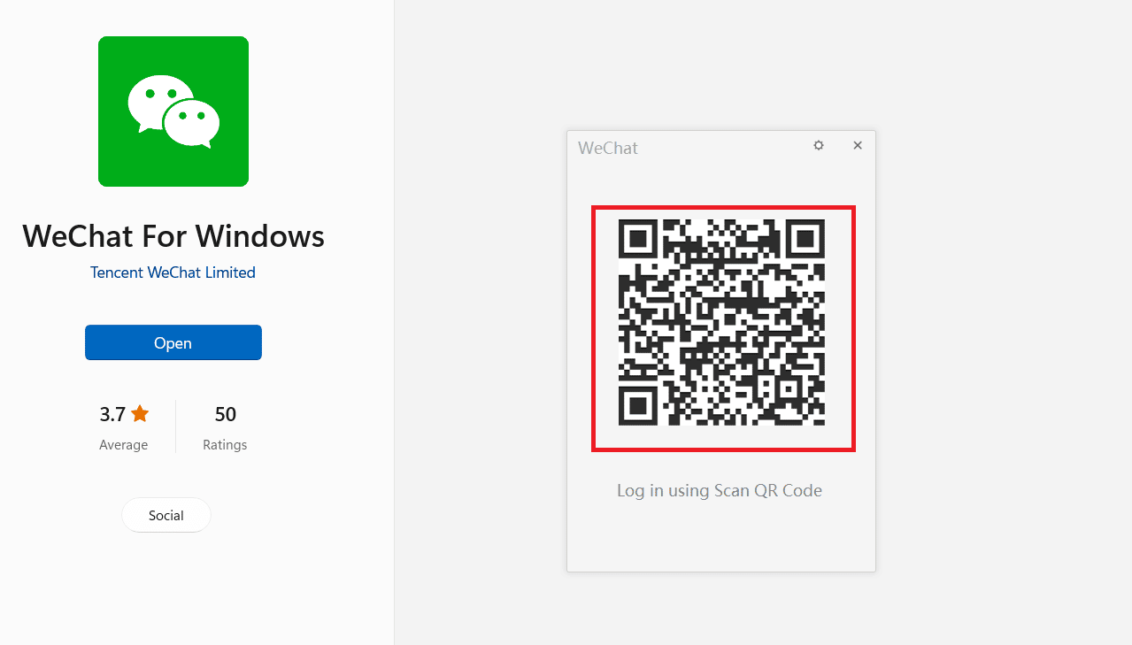 WeChat Log In popup window with QR Code. How to Perform WeChat Web Login Without Phone