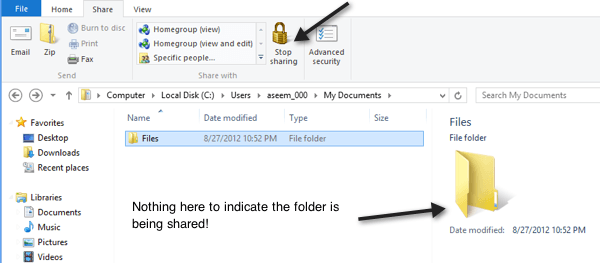 windows 8 shared folder