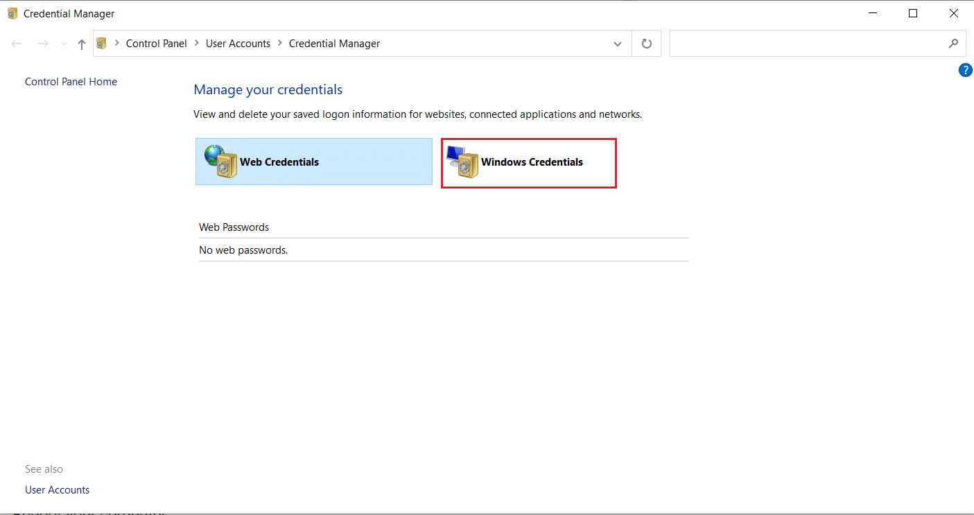 Windows Credentials option. How to Fix Trusted Platform Module 80090016 Error