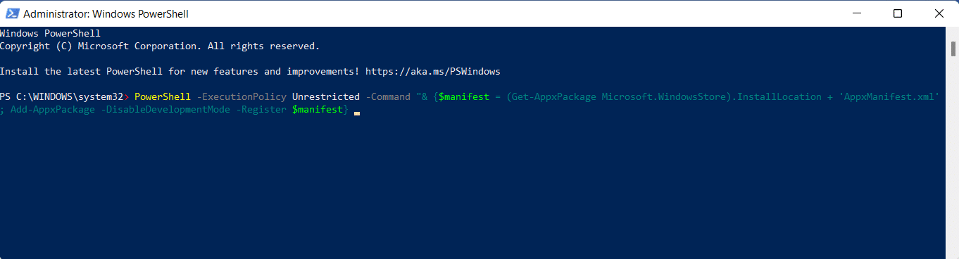 Windows PowerShell. How to Fix Apps Can’t Open in Windows 11