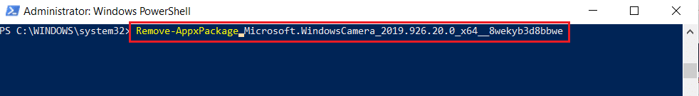 windows powershell command to remove windows camera app. Fix 0xa00f4244 no cameras are attached error