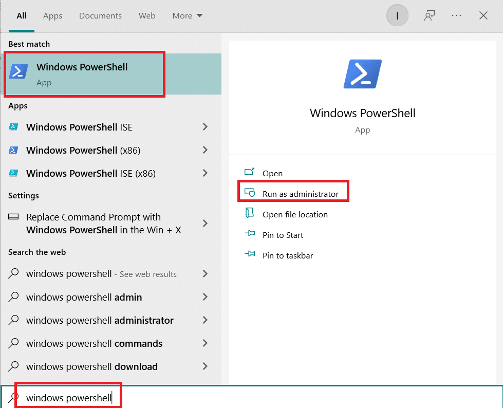 Windows PowerShell in Search 