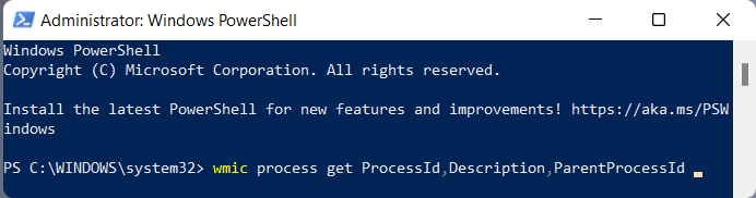 Windows PowerShell window | How to find running processes in Windows 11?