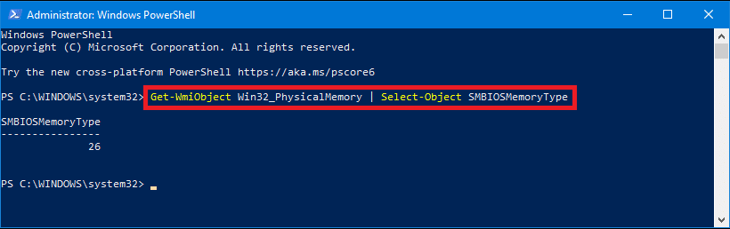 Execute SMBIOSMemory Type command in Windows PowerShell