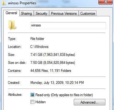 Cleanup the WinSxS Folder in Windows 7/8/10