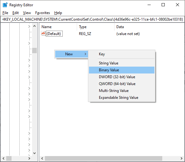click on New followed by Binary Value. Fix Front Audio Jack Not Working in Windows 10