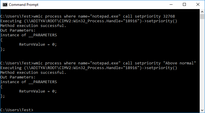 Change CPU Process Priority in Windows 10 using Command Prompt