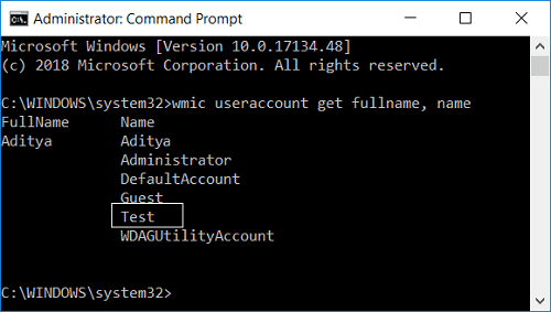 wmic useraccount get fullname, name command in cmd | 6 Ways to Change User Account Name in Windows 10