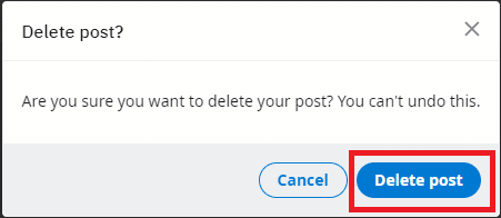 click on the Delete post option to confirm the deletion