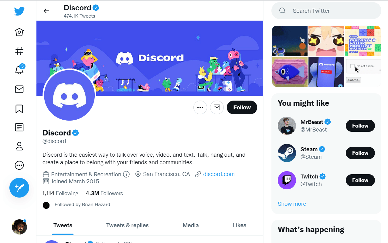 discord twitter page