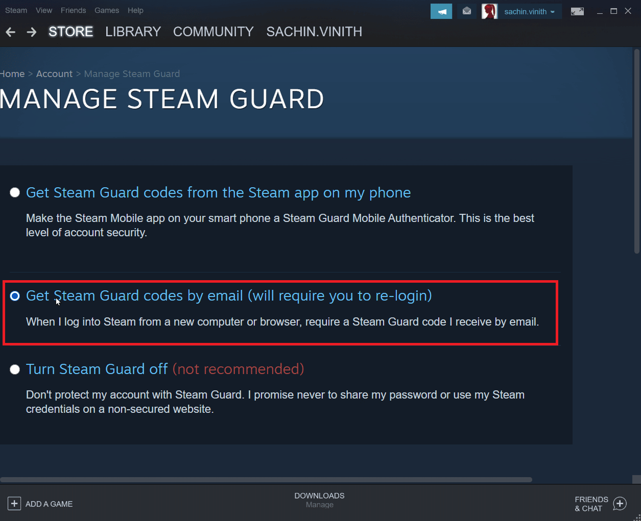 manage steam guard
