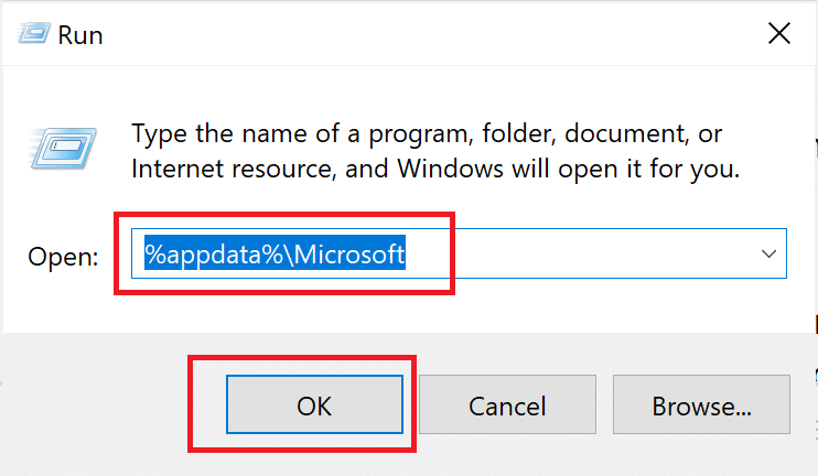 Type %AppData%Microsoft in the dialog box