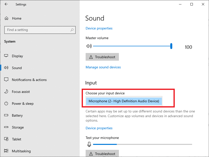 choose your input device. Fix No Sound in Games on Windows 10