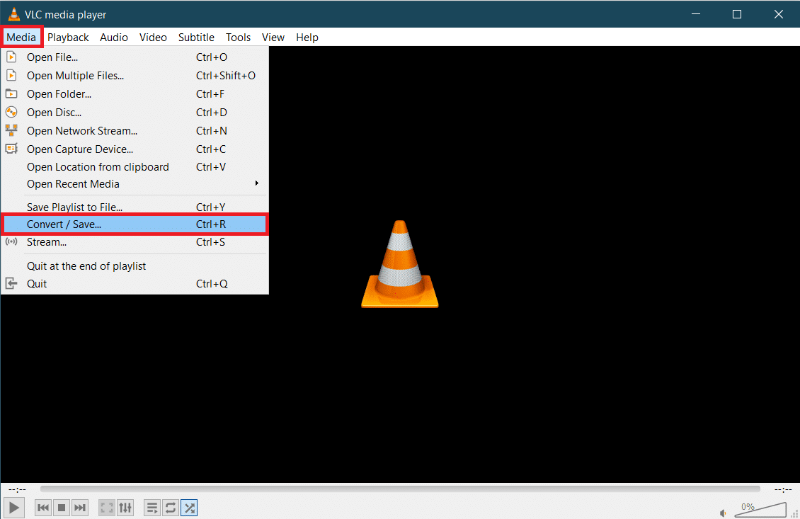 click on convert or save option in vlc