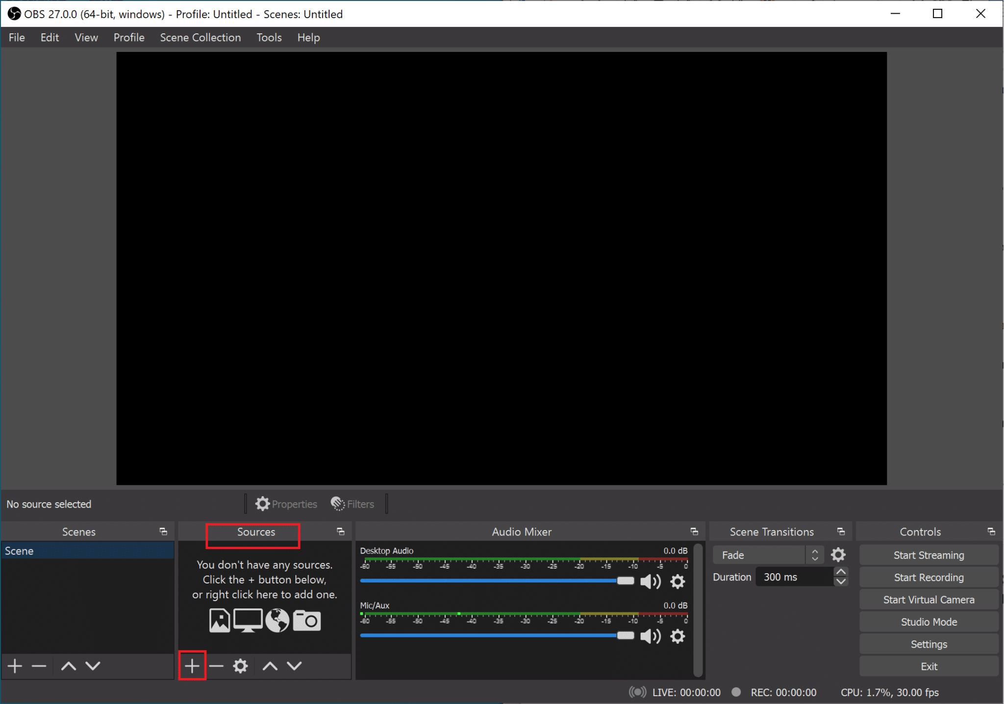 Click on the plus sign (+) and then select Audio Output Capture | How to Fix OBS not Capturing Game Audio