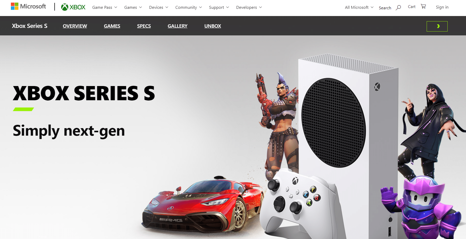xbox series s webpage 
