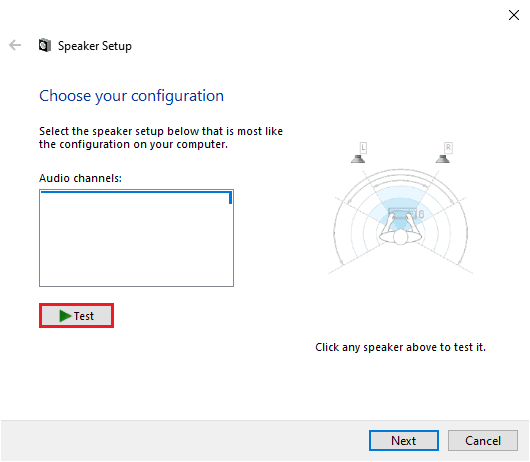 You can click the Configure button then click the Test button
