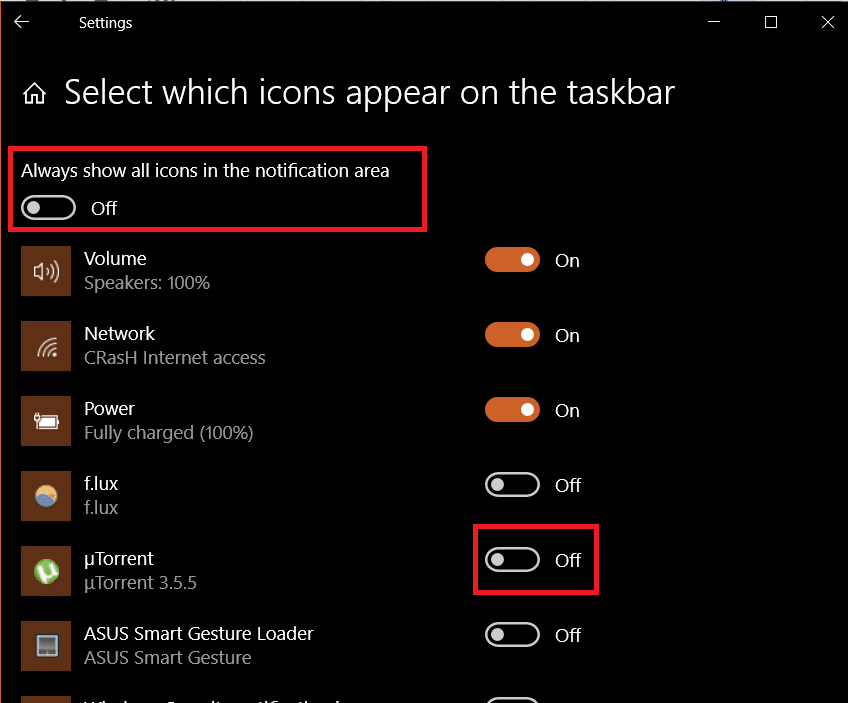 You can either enable Always show all icons in the notification area option or manually choose which active app icon should be displayed on the taskbar. 