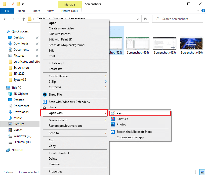 you can right-click on it to open it with the paint app | How To Capture A Screenshot On Lenovo?