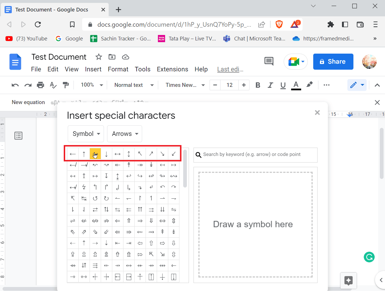 You can search for the corresponding arrow and insert it by clicking on it. How to Add Arrows, Superscript and Symbols in Google Docs