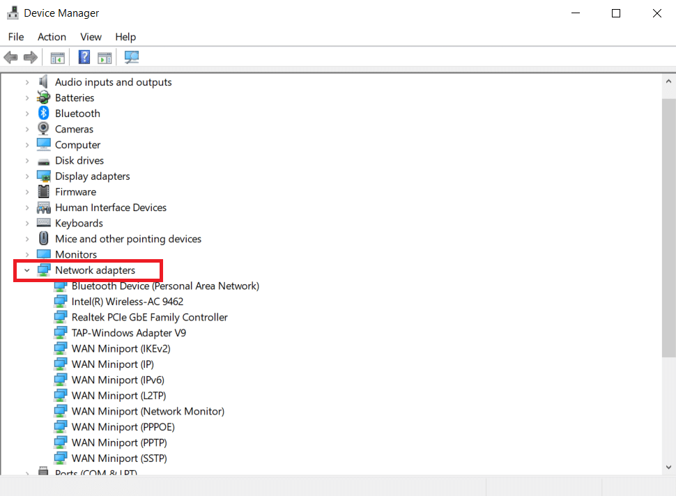 You will see the Network adapters on the main panel; double-click on it to expand it