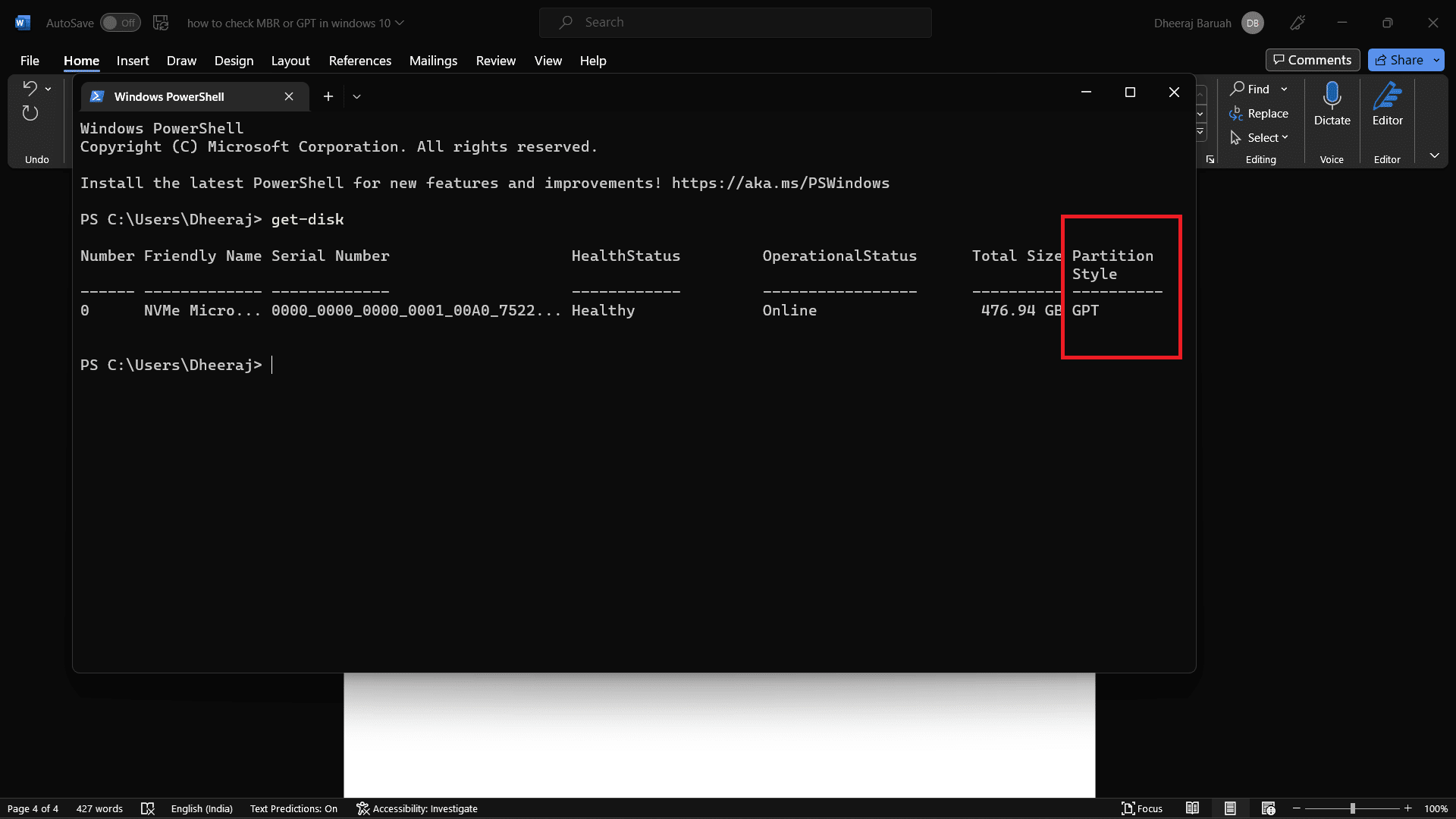 You will see the Partition Style column and under it will be mentioned if the drive uses MBR or GPT partition | How to Check MBR or GPT in Windows 10
