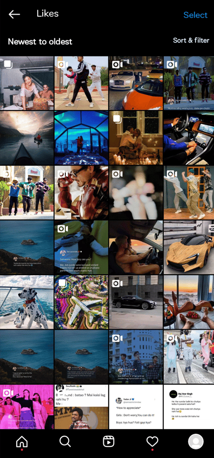 Your liked posts can be seen in a grid format right here | How to See Instagram Watched Video History