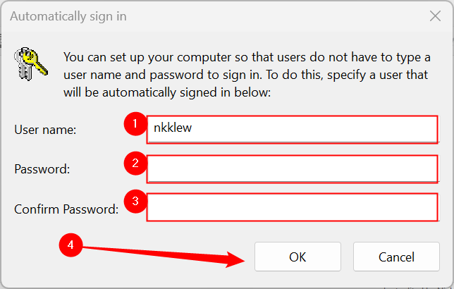 Enter your username, password, and then click &quot;OK.&quot;